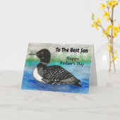 父の日のために描かれたコオリウの水彩画カード「ベスト・サン・ルーン・コーリング」 カード (黄色い花)