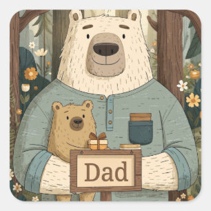 父の日のためのクマのイラスト スクエアシール