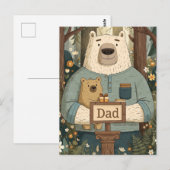 父の日のためのクマのイラスト ポストカード (正面/裏面)