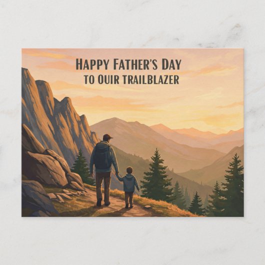 父の日のための険しい山の風景 ポストカード (正面)