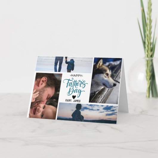 父の日のカスタム写真コラージュカード サンキューカード (正面)