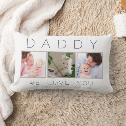 父の日のカスタム写真3 ランバークッション (ブランケット)