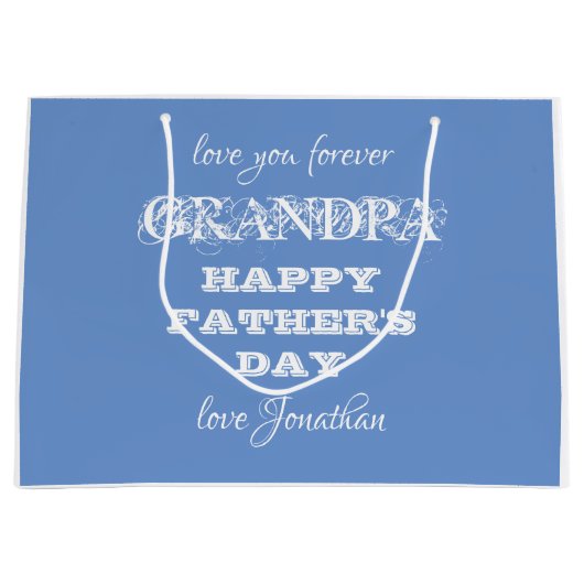 父の日のカスタム可愛いモダンおじいちゃん抱き枕 ラージペーパーバッグ (正面)