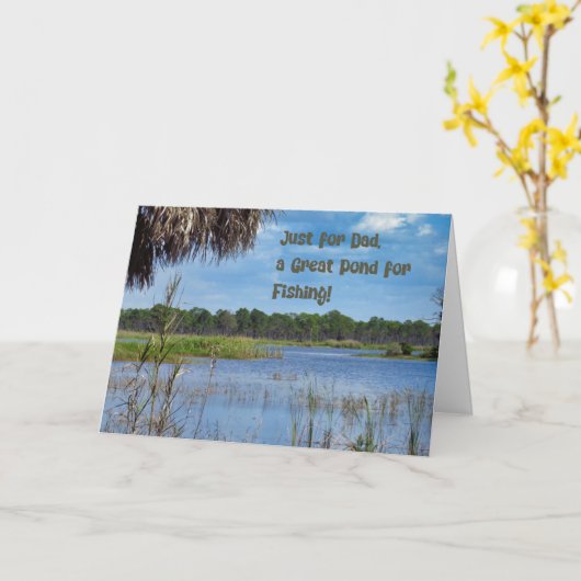 父の日のカードと魚釣り池 カード (黄色い花)