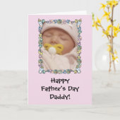 父の日のカードベビー – ピンク カード (黄色い花)