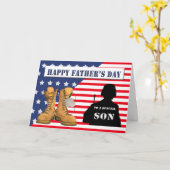 父の日のカード軍隊息子 カード (黄色い花)