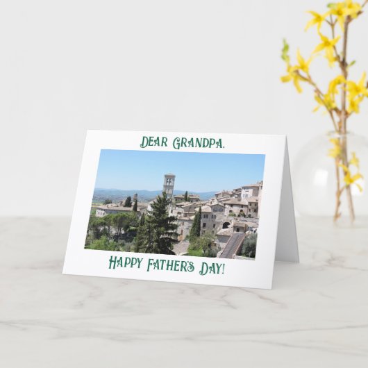 父の日のカード、おじいちゃん、絵のように美しいアッシジ カード (黄色い花)