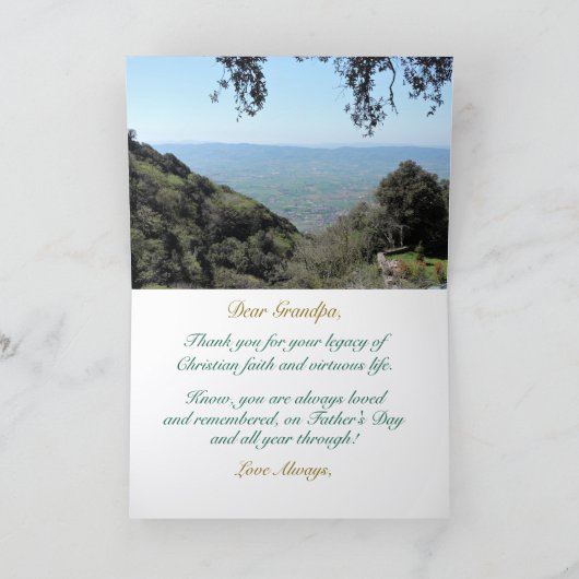 父の日のカード、おじいちゃん、絵のように美しいアッシジ カード (内部)