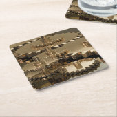 父の日のギア スクエアペーパーコースター (アングル)