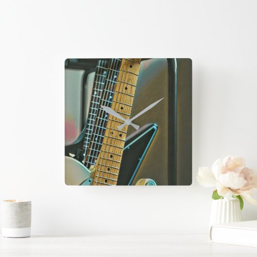 父の日のギターギフト スクエア壁時計 (ホーム)