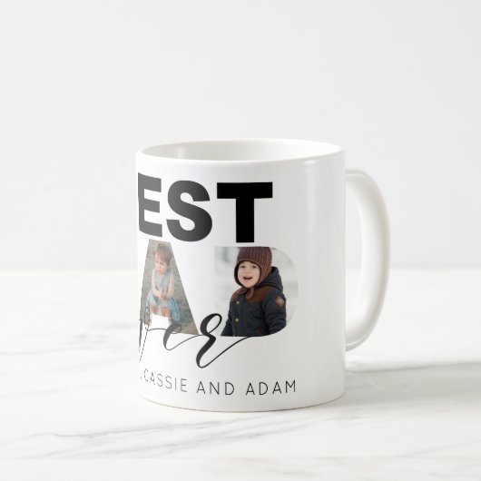 父の日のギフトの数々のな写真のコラージュ コーヒーマグカップ (正面右)