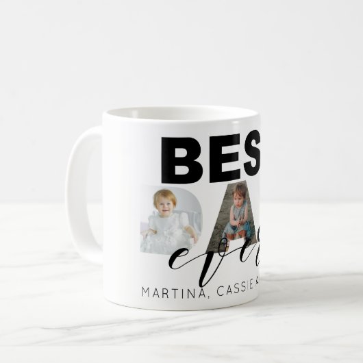 父の日のギフトの数々のな写真のコラージュ コーヒーマグカップ (正面左)