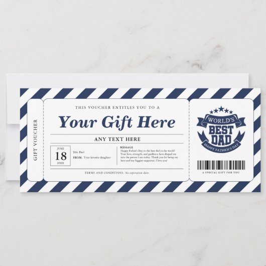 父の日のギフト証明書利用券 招待状 (正面)