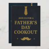 父の日のクックアウト招待状 | ラスティック ネイビー&ゴールド 招待状 (正面/裏面)