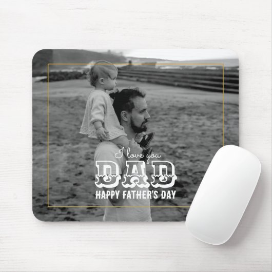 父の日のクラシック白黒写真Iラブパパ マウスパッド (マウス)