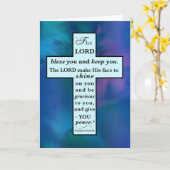 父の日のクロスと聖なる書物、 経典賛美の日の青 カード (黄色い花)