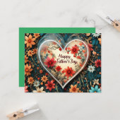 父の日のグリーティングカードとフローラハート。 カード (正面/裏面インサイチュ)