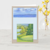 父の日のゴルフイラストレーション挨拶状 カード (黄色い花)