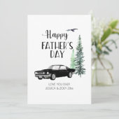 父の日のシンプルな松の木と黒の車のカード シーズンカード (スタンド正面)