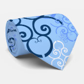 父の日のスクロールワークとハートの青 ネクタイ (ロール)