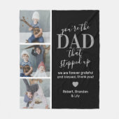 父の日のステップパパ写真 フリースブランケット (正面)