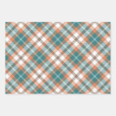 父の日のティール（緑がかった色）とオレンジのハートパパセット3 ラッピングペーパーシート (正面2)