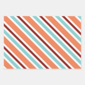 父の日のティール（緑がかった色）とオレンジの口ひげパパセット3 ラッピングペーパーシート (正面3)