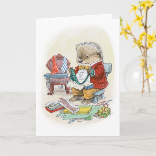 父の日のハリネズミのカード カード (黄色い花)