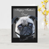 父の日のパグのグリーティングカード カード (黄色い花)