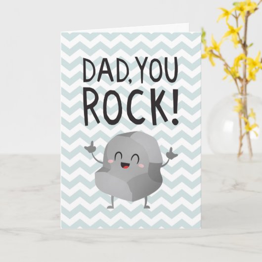 父の日のパパあなたがロックおもしろいかわいいかわいい岩 カード (黄色い花)