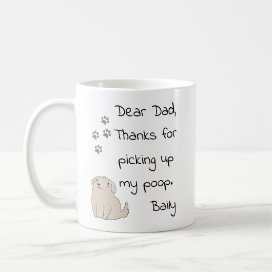 父の日のパパから犬の贈り物 コーヒーマグカップ (左)