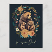 父の日のパパかわいいクマのフォークアート ポストカード (正面)