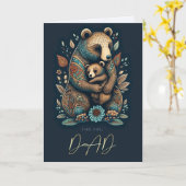 父の日のパパかわいいクマフォークアート カード (黄色い花)