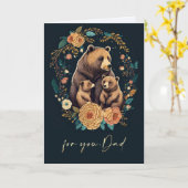 父の日のパパかわいいクマフォークアート カード (黄色い花)