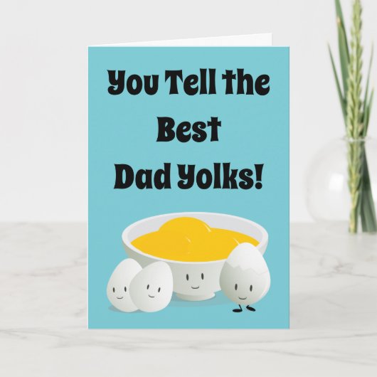 父の日のパパがジョークで食べ物の卵を漫画に カード (正面)