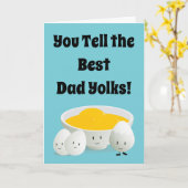 父の日のパパがジョークで食べ物の卵を漫画に カード (黄色い花)