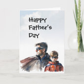 父の日のパパとバットマンの父の日としての息子 カード (正面)