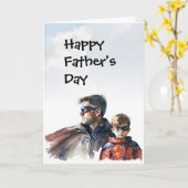 父の日のパパとバットマンの父の日としての息子 カード (黄色い花)