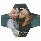 父の日のパパとベビーカスタム写真メッセージ サッカーボール (フラット)