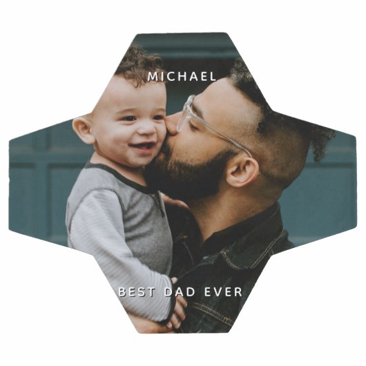 父の日のパパとベビーカスタム写真メッセージ サッカーボール (フラット)