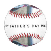 父の日のパパとベビーガールカスタム写真 野球ボール (裏面)