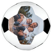 父の日のパパと息子の写真メカスタムッセージ サッカーボール (回転)