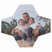 父の日のパパと息子の写真メカスタムッセージ サッカーボール (フラット)