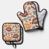 父の日のパパに手書き秋 鍋つかみ&鍋敷きセット (正面/裏面)