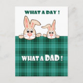 父の日のパパのために。キュートな二匹のバニー ポストカード (正面)