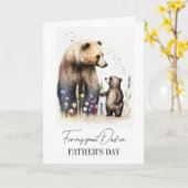 父の日のパパのために。水彩熊絵画の カード (黄色い花)