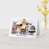 父の日のパパのためのスポーティな猫科の動物 カード (黄色い花)