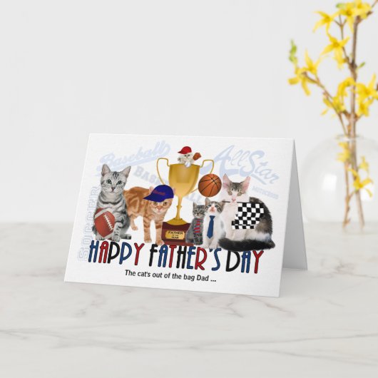 父の日のパパのためのスポーティな猫科の動物 カード (黄色い花)
