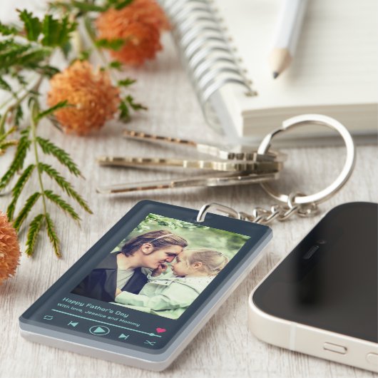 父の日のパパカスタムフォトクールミュージックプレーヤー キーホルダー (正面右)
