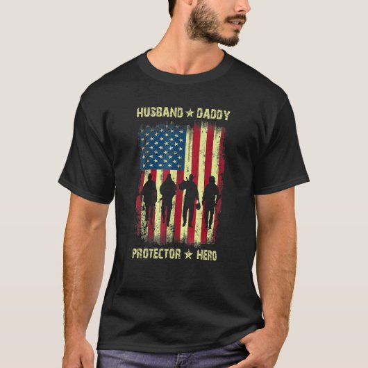 父の日のパパ夫ダディープロテクターヒーロー Tシャツ (正面)